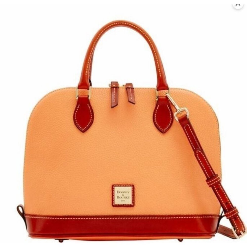 DOONEY & BOURKE Zip Zip pebbled leather medium satchel crossbody bag - Apricot